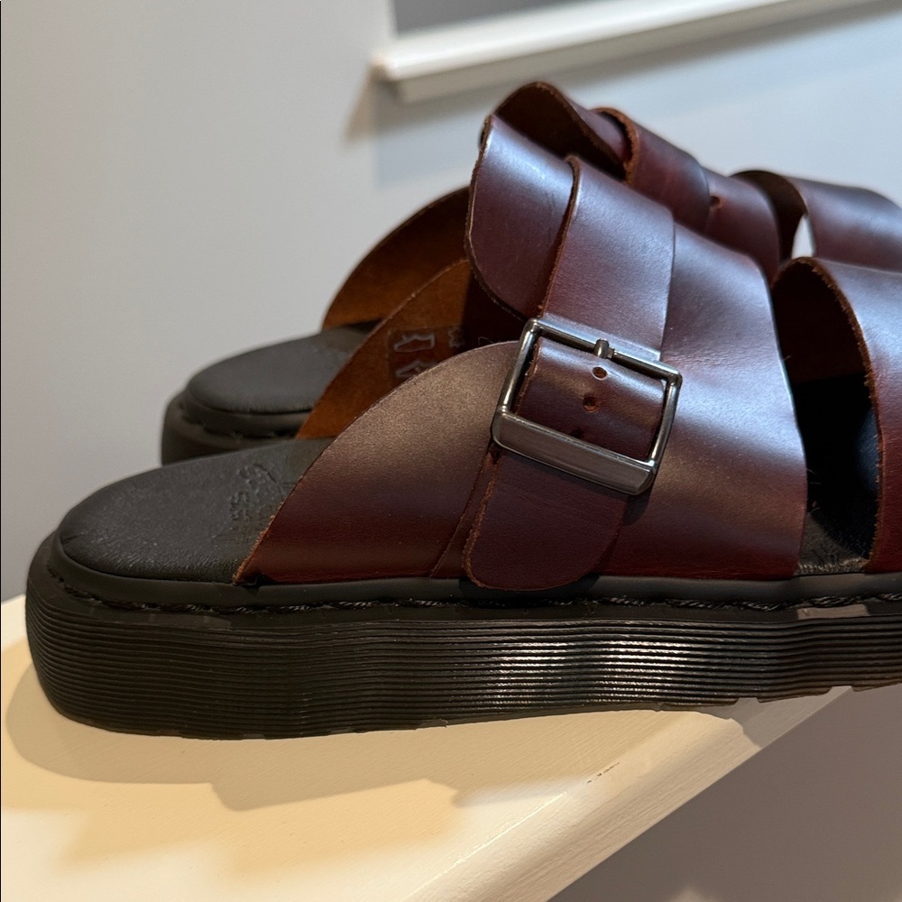 Dr. Martens Men's Double-Strap Slide Sandals - Burgundy Leather - Picture 6 of 7